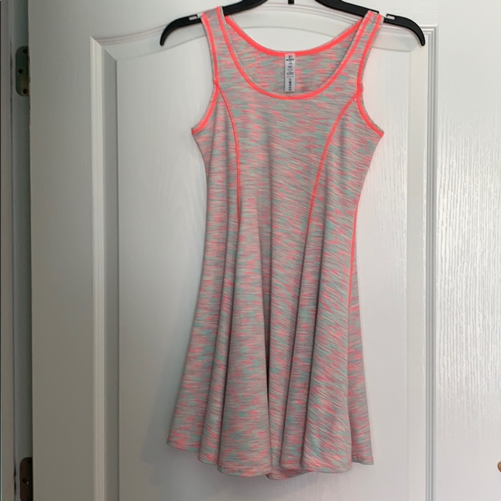 A blue,white, and pink athletic dress